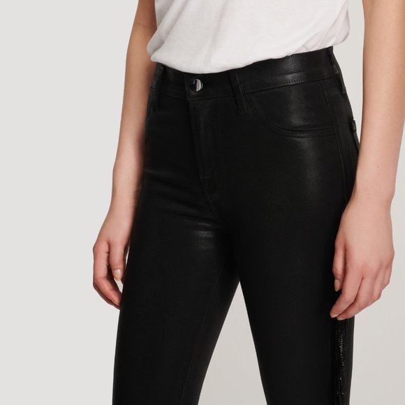 J Brand black crystal fringe high rise skinny jeans - Picture 8 of 16